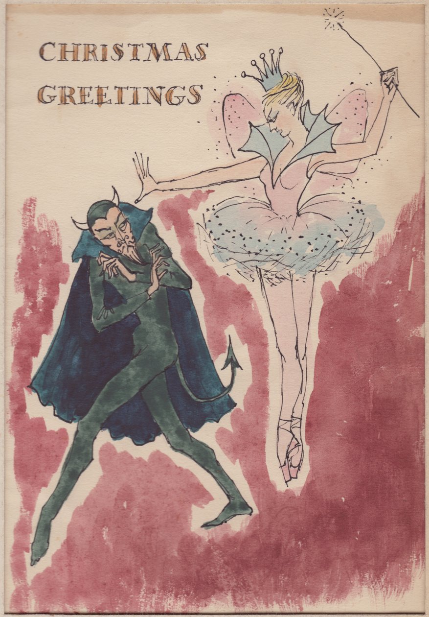 Djevel og fe, julekort, 1952. av Shirley Markham