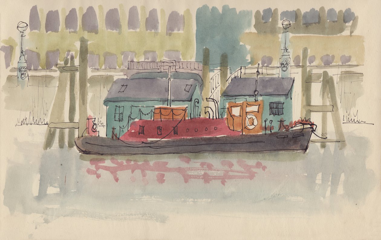 Flytebrygge ved Themsen i London, c1950. av Shirley Markham
