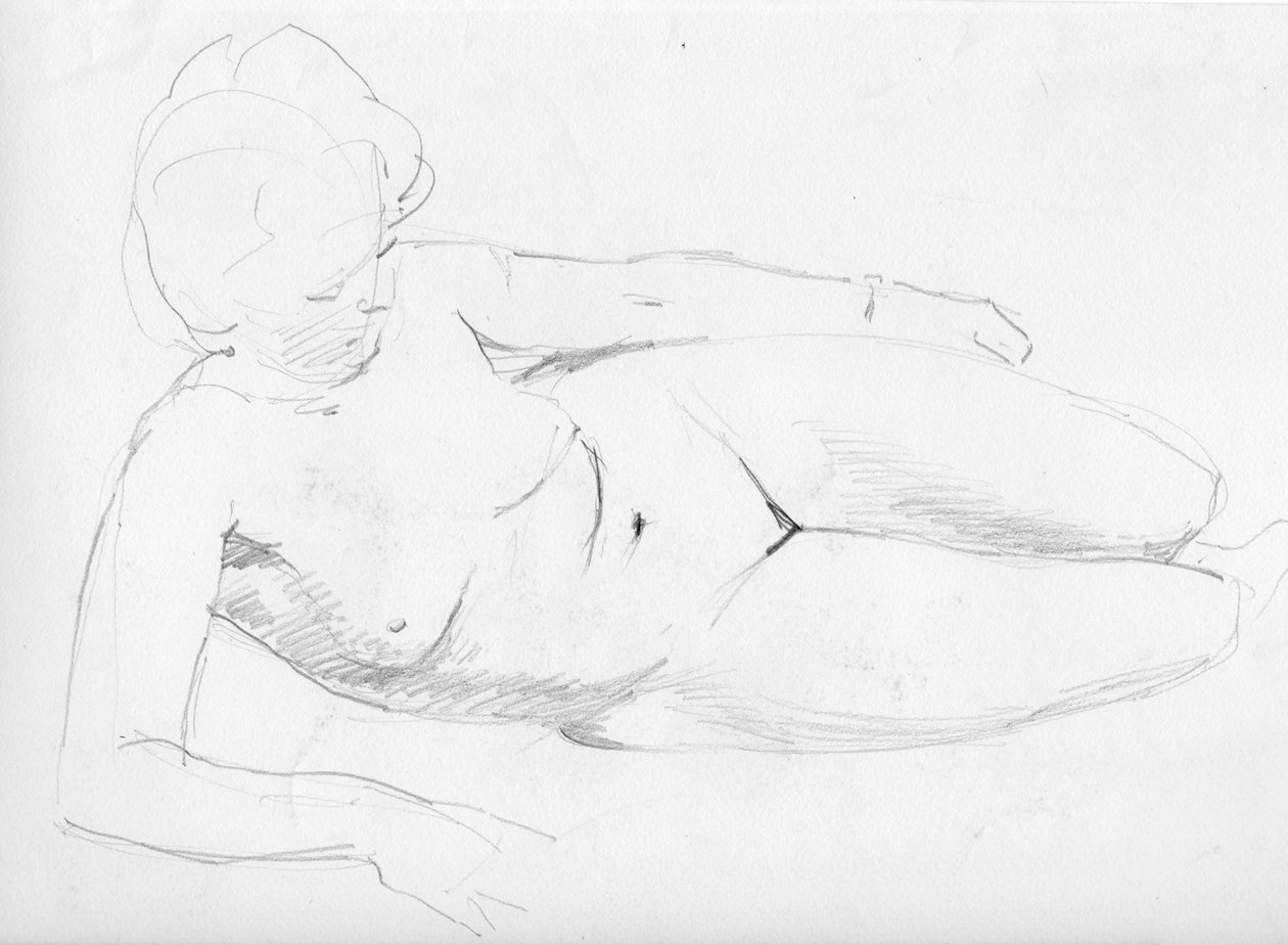 Naken kvinne liggende, c1950. av Shirley Markham