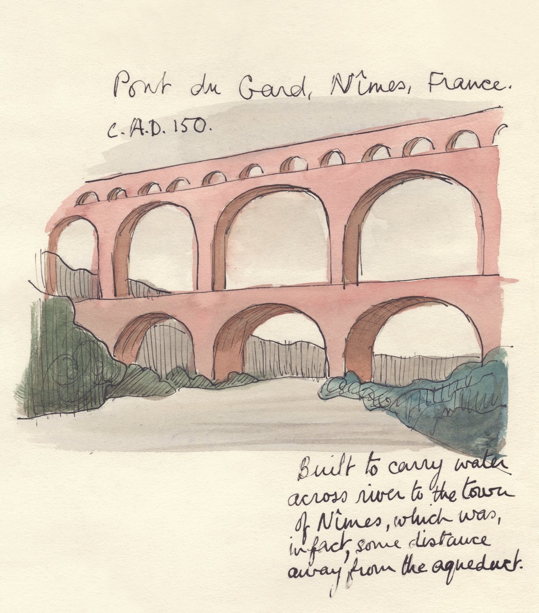 Pont du Gard, Nîmes, Frankrike, 1951. av Shirley Markham