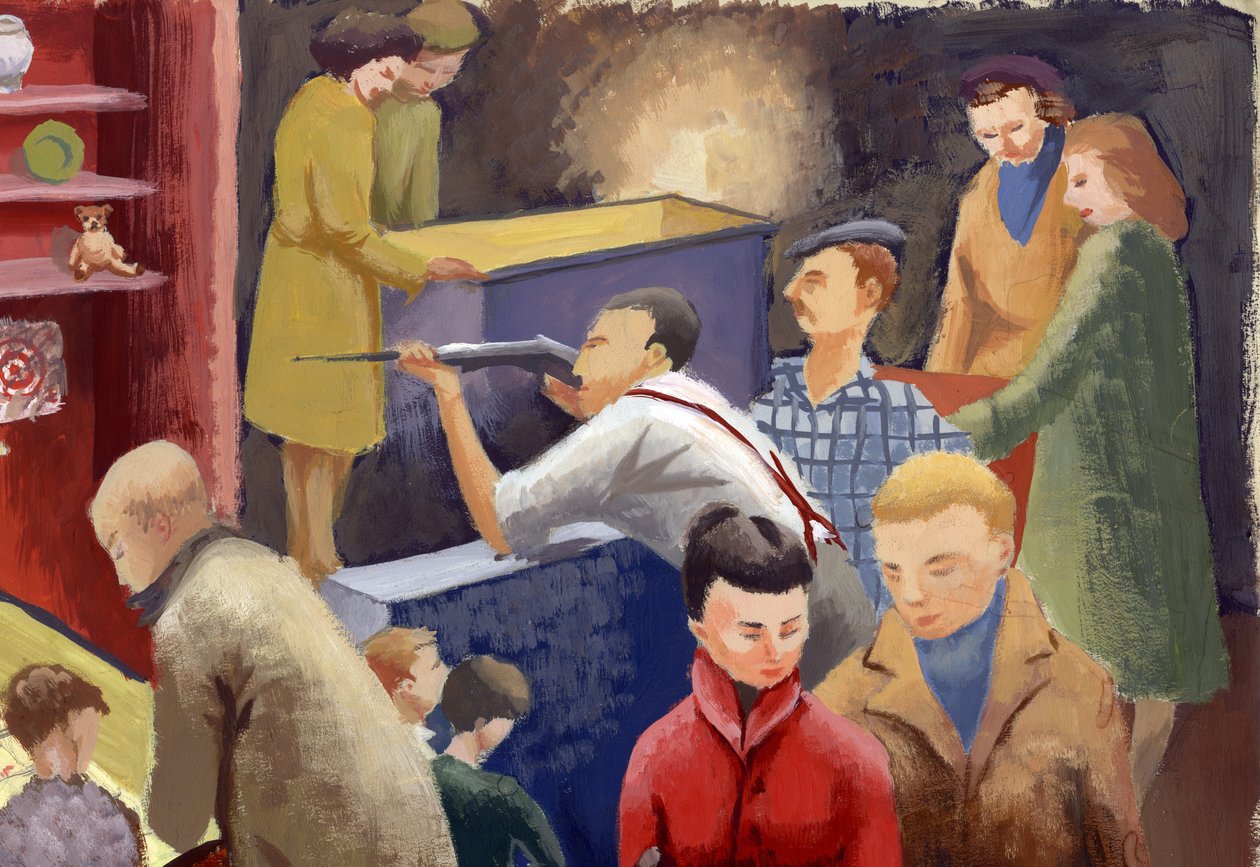 Riflebane på et messeområde, c1950. av Shirley Markham
