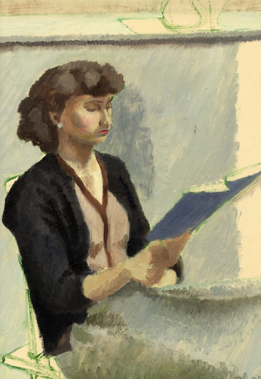 Sittende kvinne som leser, c1953. av Shirley Markham