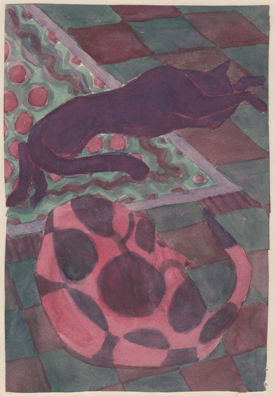 Sovende hund og katt, c1951. av Shirley Markham