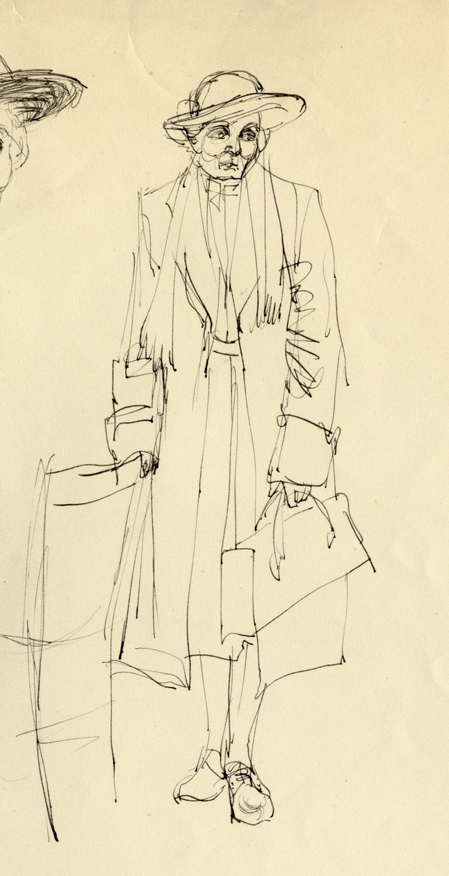 Stående kvinne i hatt, 1953. av Shirley Markham