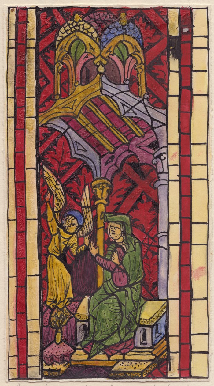 Bebudelsen til St Anne, del av glassmaleriet, 1951. av Shirley Markham