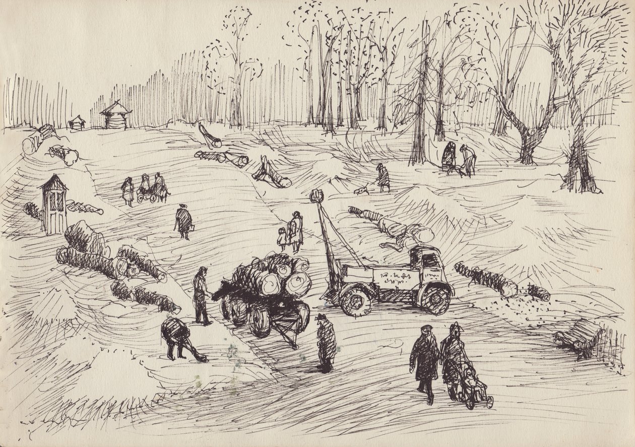 Trefelling, c1950. av Shirley Markham
