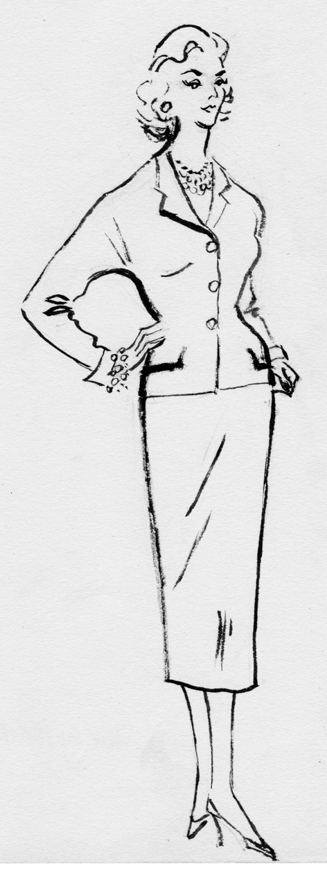 Kvinne i blyantdress, ca 1950. av Shirley Markham