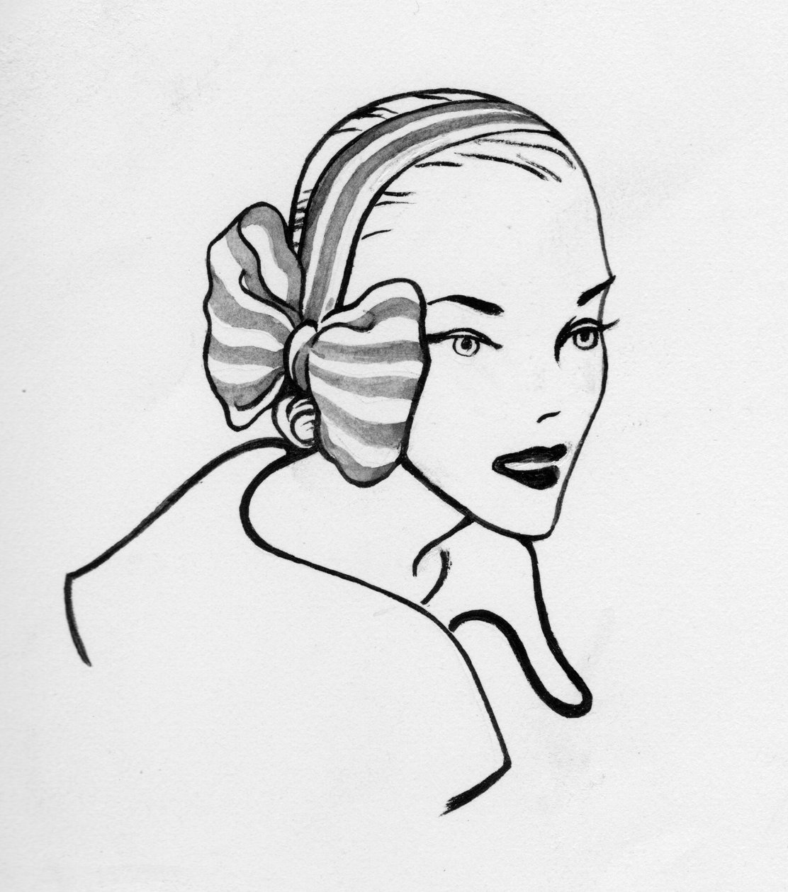 Kvinne med sløyfe, c1950. av Shirley Markham