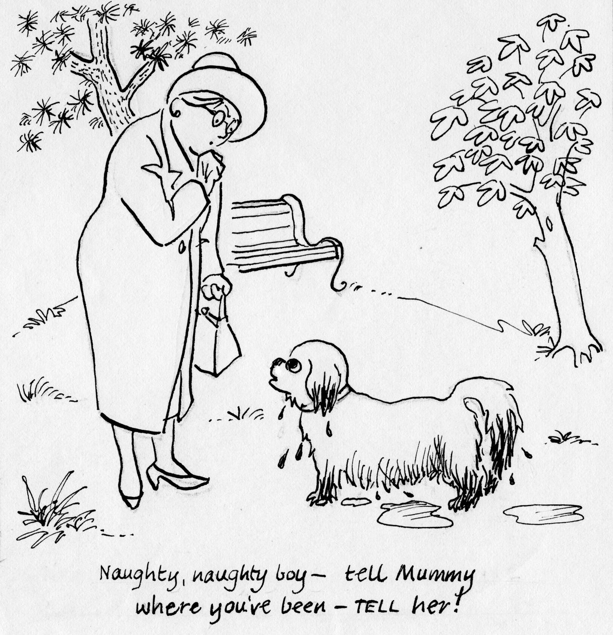 Kvinne med hund, ca 1950. av Shirley Markham
