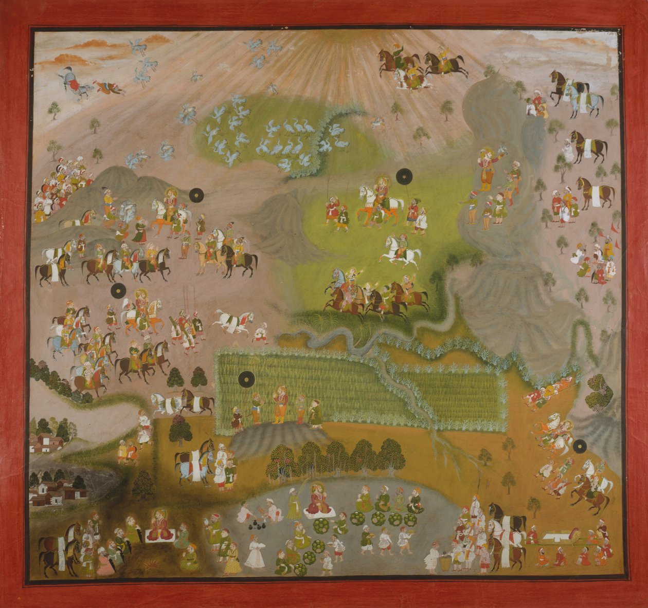Maharana Jagat Singh Hawks for Cranes, datert 1744. av Shiva and Dayal