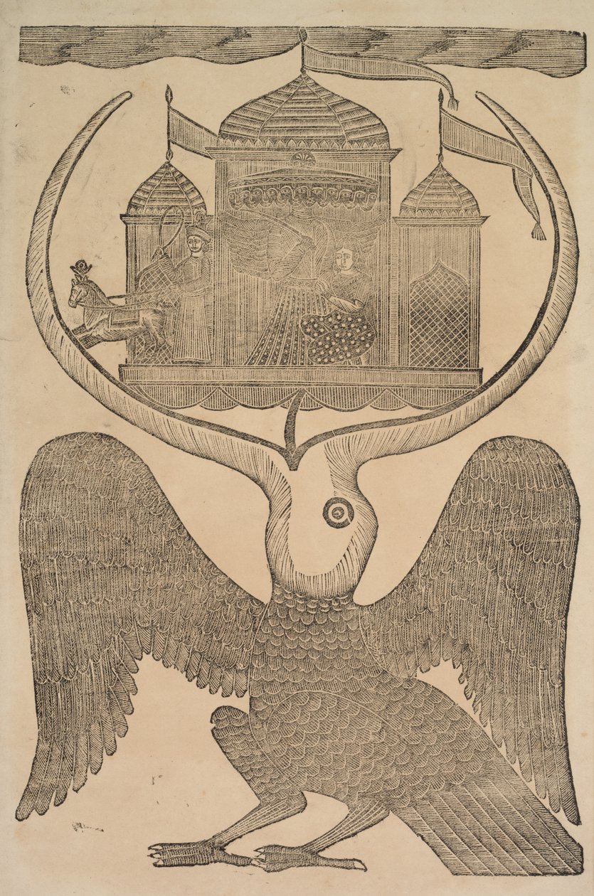 Jatayu Rama Mytisk fugl hindrer Ravanas vogn, prøver å forhindre bortføring av Sita, 1800-tallet. av Shri Gobinda Chandra Roy