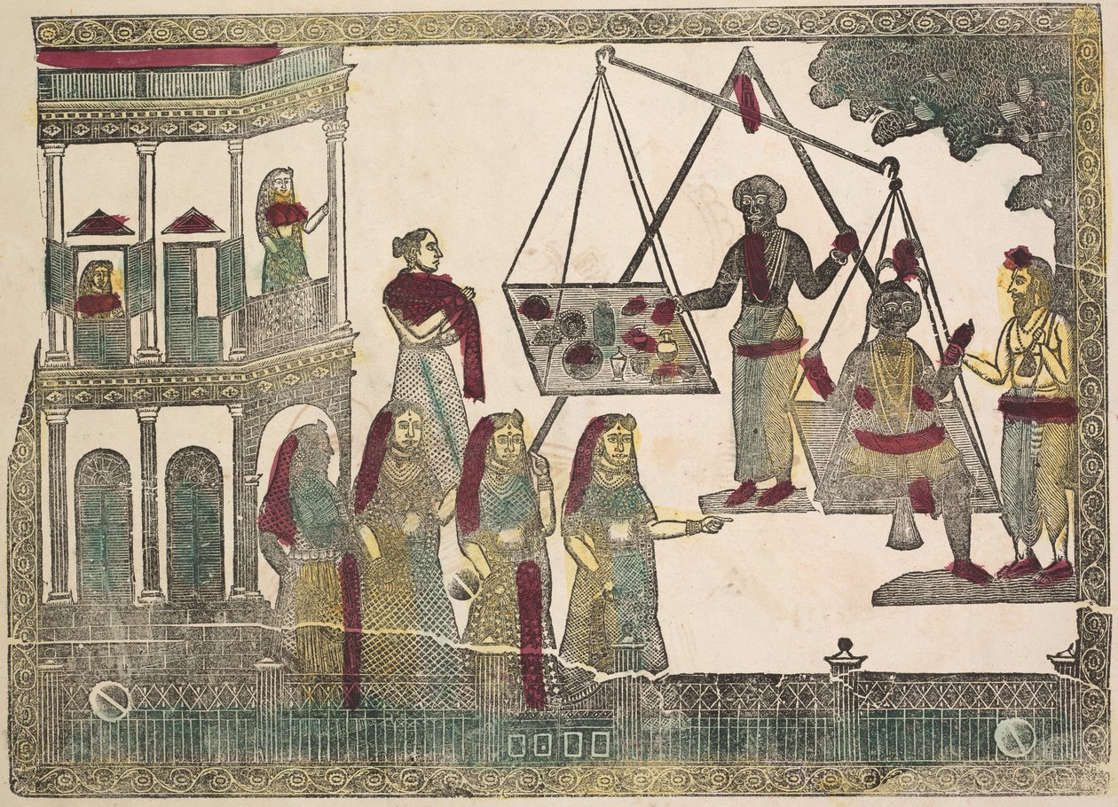 Krishna vektet mot dyrebare gjenstander, 1800-tallet. av Shri Gobinda Chandra Roy