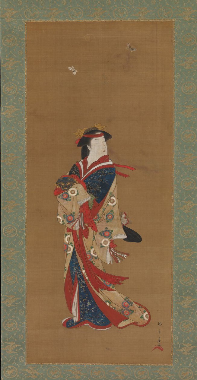 Skjønnhet med sommerfugler, 1700-tallet. av Shunsho