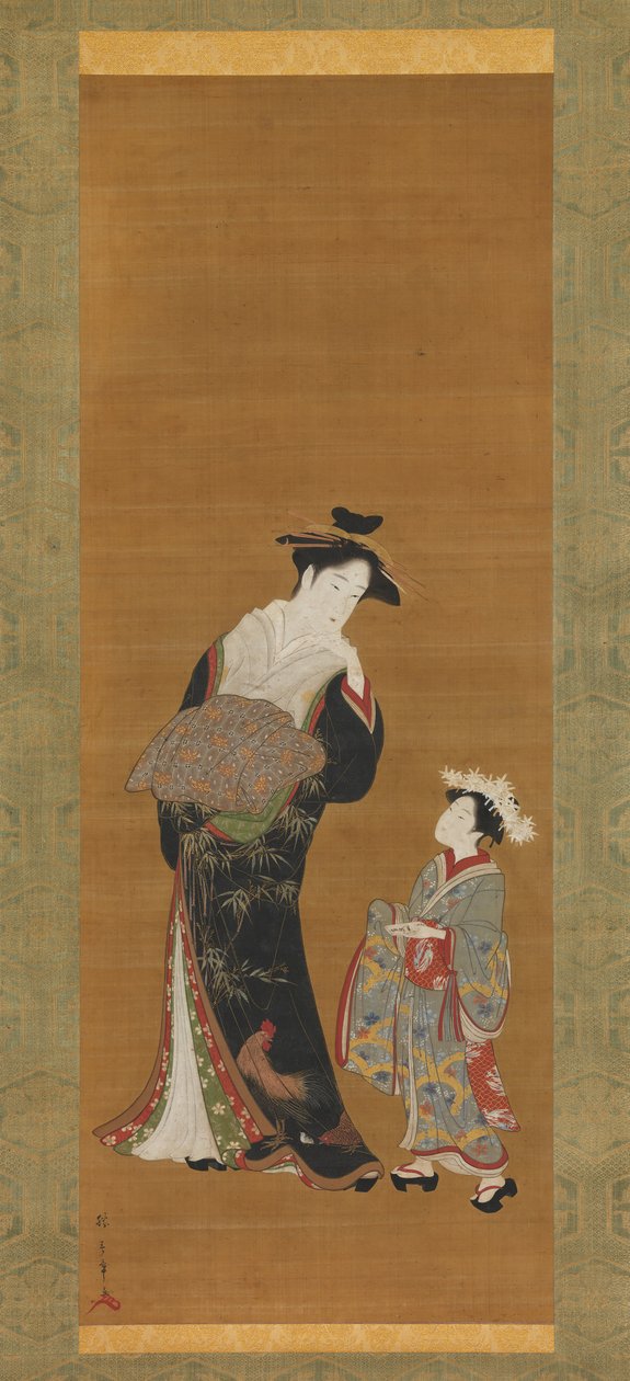 Courtesan og hennes ledsager, 1700-tallet. av Shunsho