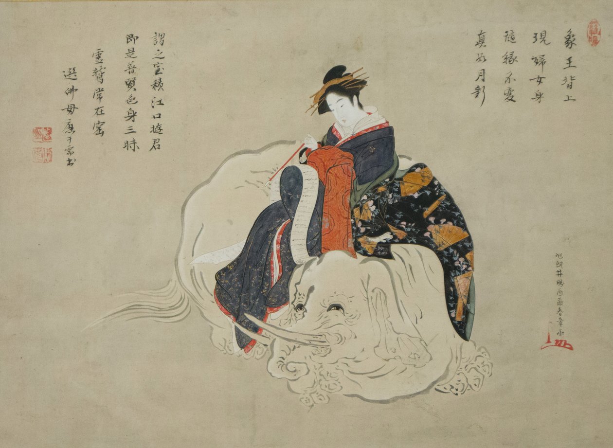 Kurtisane av Eguchi Eguchi no kimi, Maleri: 1770-80, inskripsjon: 1820-1830-årene. av Shunsho