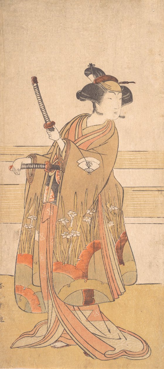 Onoe Tamizo som en samuraikvinne, ca. 1775 eller av Shunsho