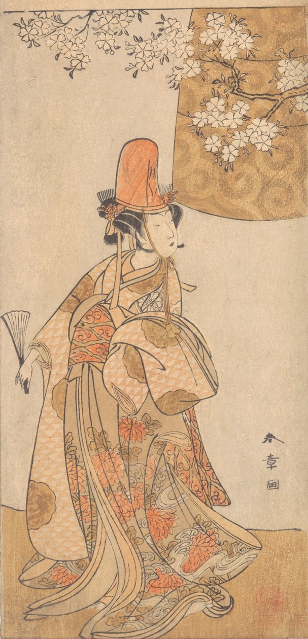 Segawa Tomi Saburo-medlem Tejiro f datter Tokiji-medlem Hanagatami Kazori Eboshi, februar 1774. av Shunsho