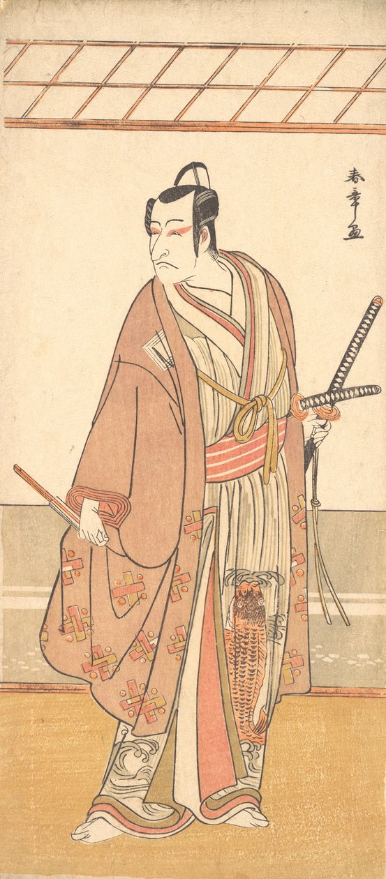 Skuespilleren Ichikawa Danjuro V som en samurai kledd i en lilla Haori-frakk, ca. 1778. av Shunsho