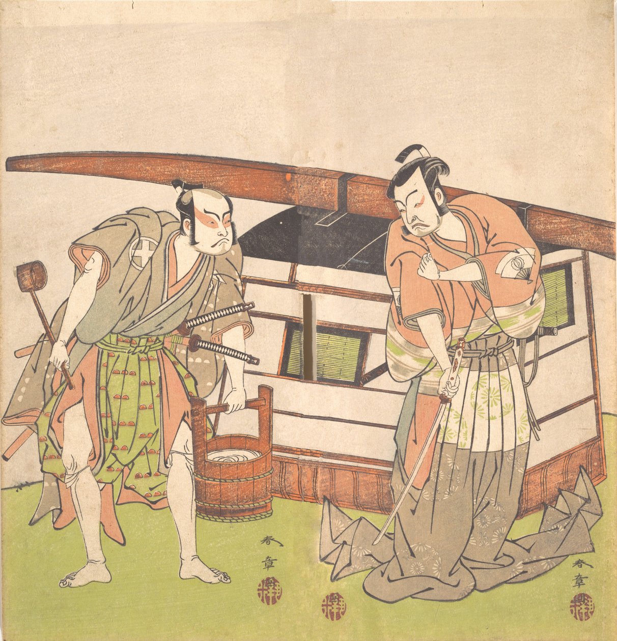 Skuespilleren Otani Hiroji III og skuespilleren Onoe Kikugoro I, ca. 1778. av Shunsho