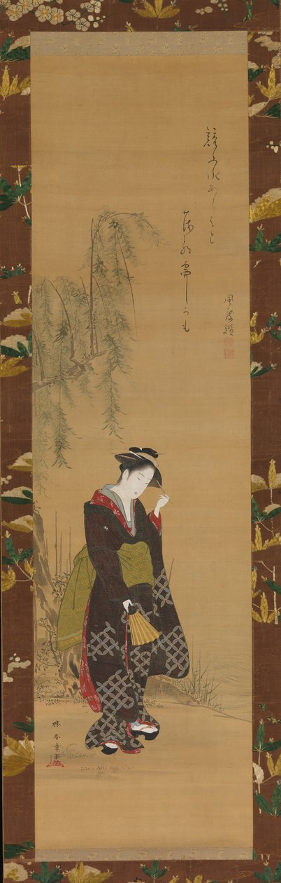 Kvinne under et piletre, 1700-tallet. av Shunsho