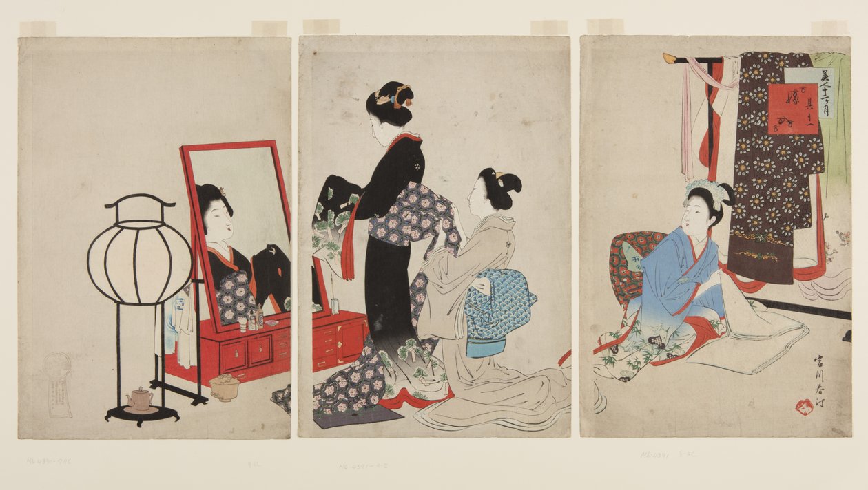 November, Marriage (Sonojuichi Yomeiri) (colour woodblock print) av Shuntei Miyagawa