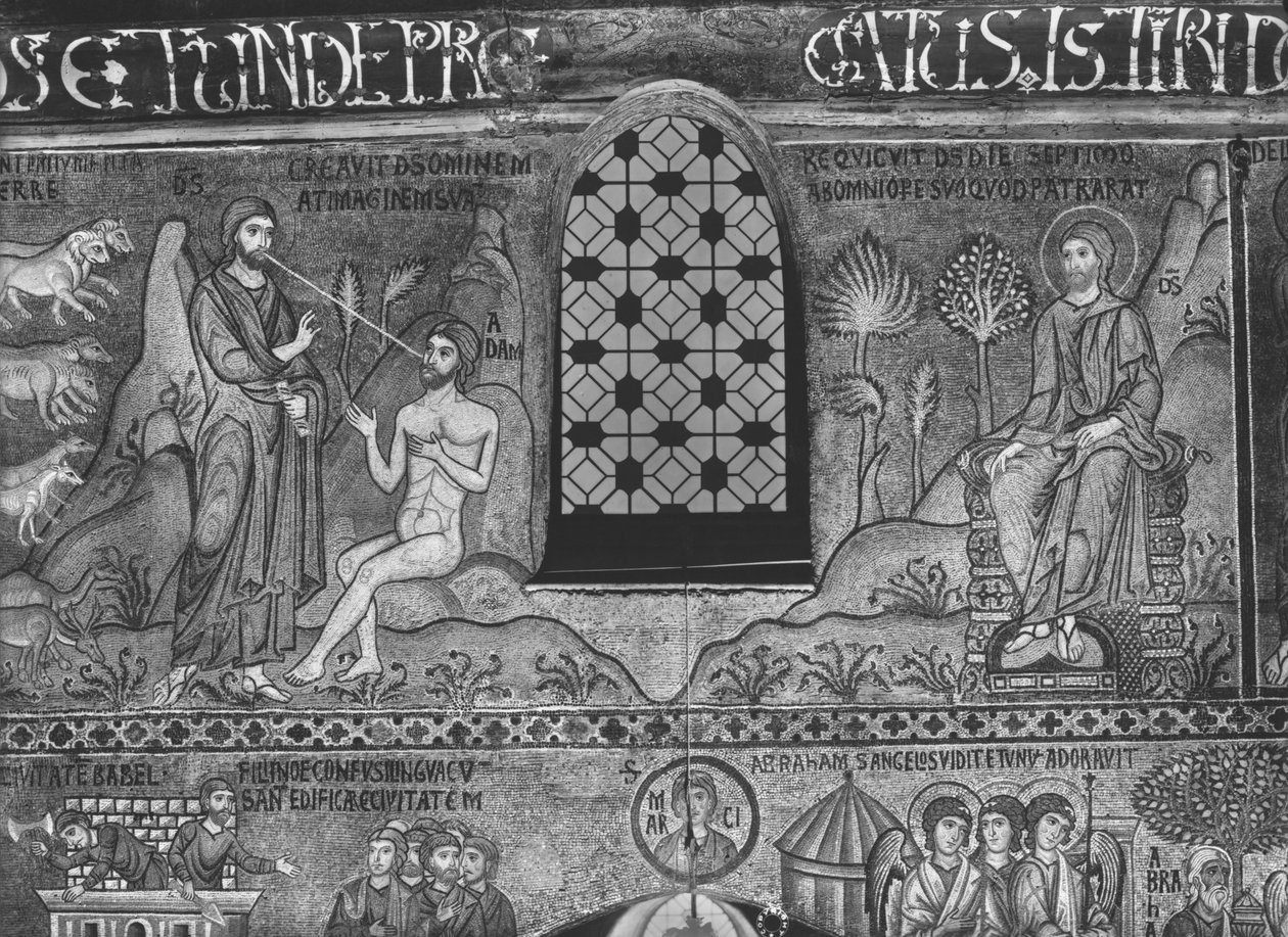 Skapelsen av Adam (mosaikk) av Sicilian School