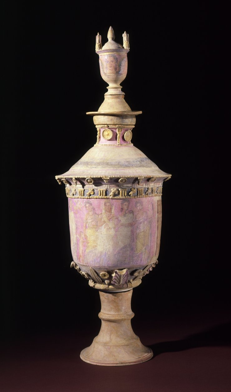 Begravelsesvase (Lebes Gamikos), ca. 250-225 f.Kr. (keramikk med maling og forgylling) av Sicilian School