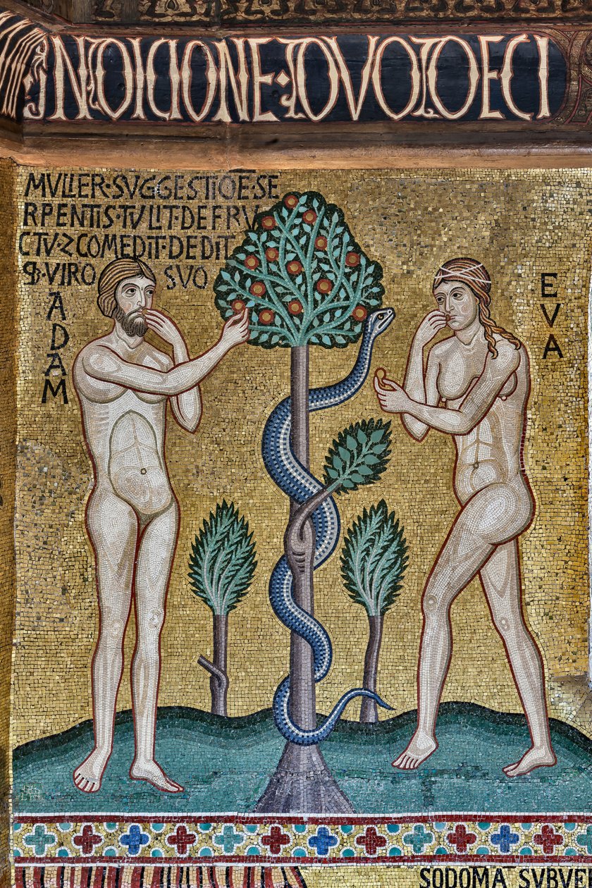 Palatinerkapellet (basilikaen), syklus av mosaikk i Det gamle testamente, syklus av skapelsen: "The Original Sin", XII århundre av Sicilian School