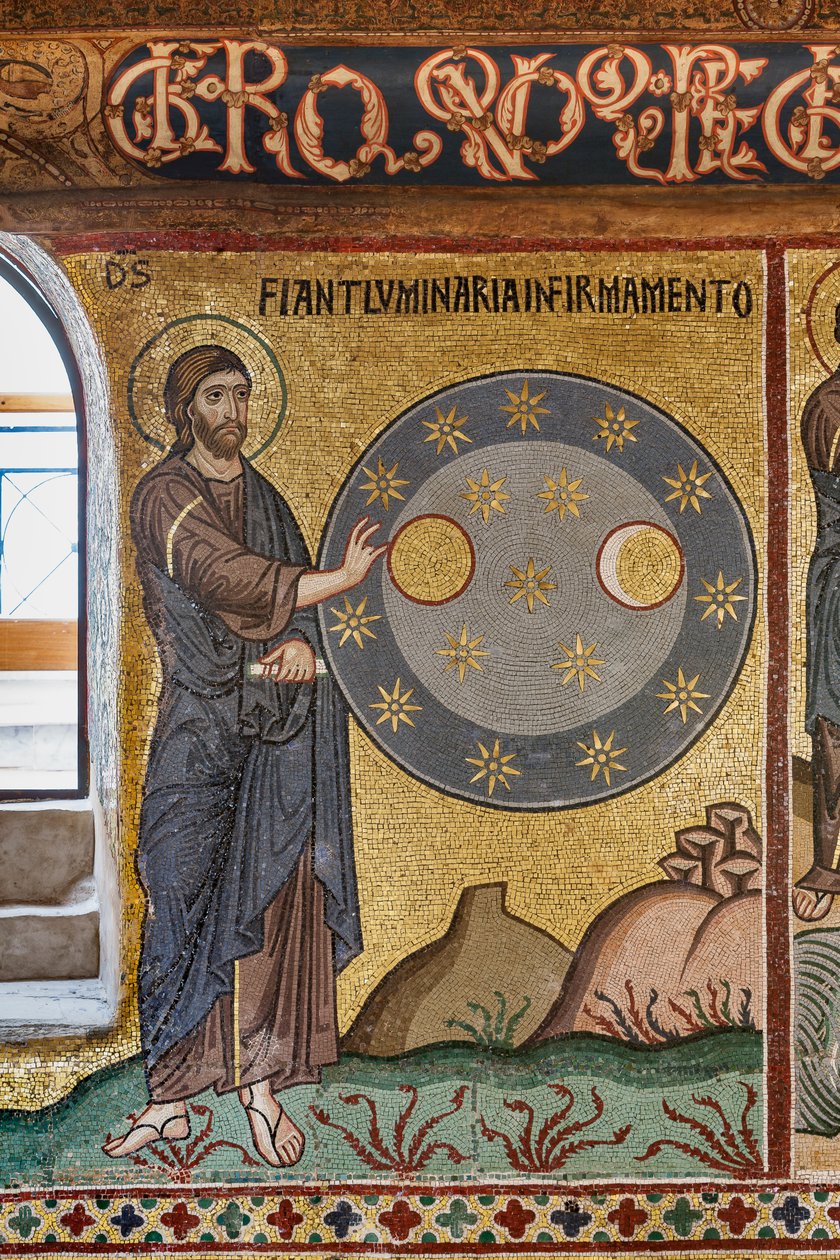 Palatinerkapellet (basilikaen), syklus av mosaikk på Det gamle testamente, syklus av skapelsen: "The Creation of Stars", XII århundre av Sicilian School
