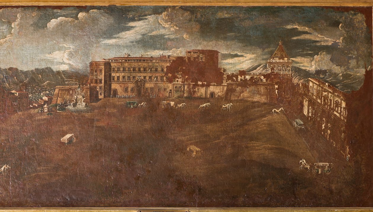 Utsikt over det kongelige slott, ca. 1760 av Sicilian School
