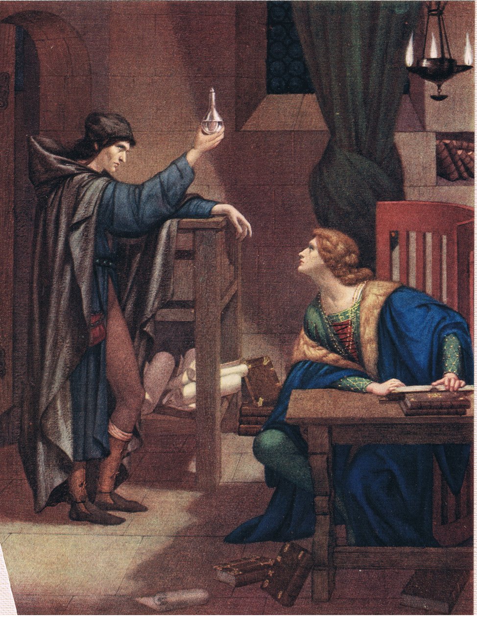 Lucifer og hans prins Henry. «Se det her! Denne lille flasken inneholder den fantastiske kvintessensen. av Sidney Meteyard