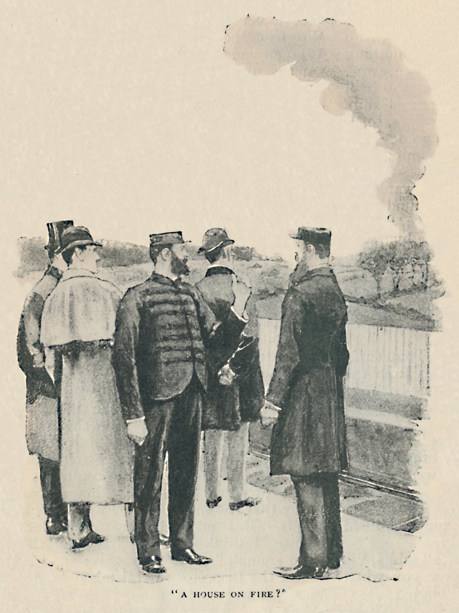 Et hus i brann, 1892 av Sidney Paget