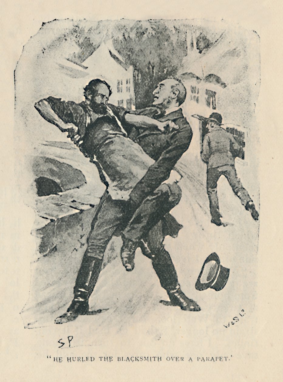 Han kastet smeden over en brystning, 1892 av Sidney Paget