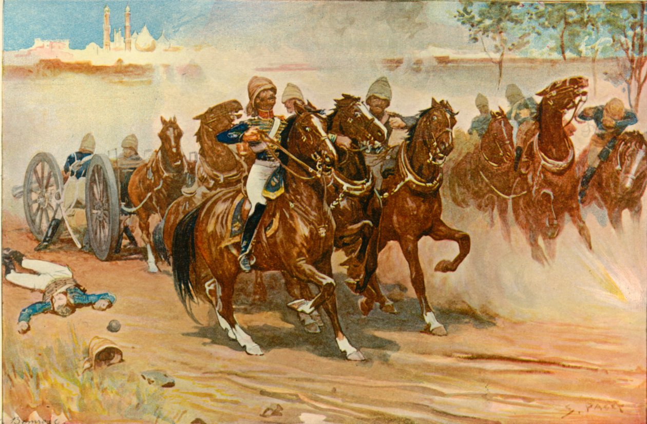 Løytnant Roberts sparer batteriet sitt under murene i Delhi, 1901. av Sidney Paget