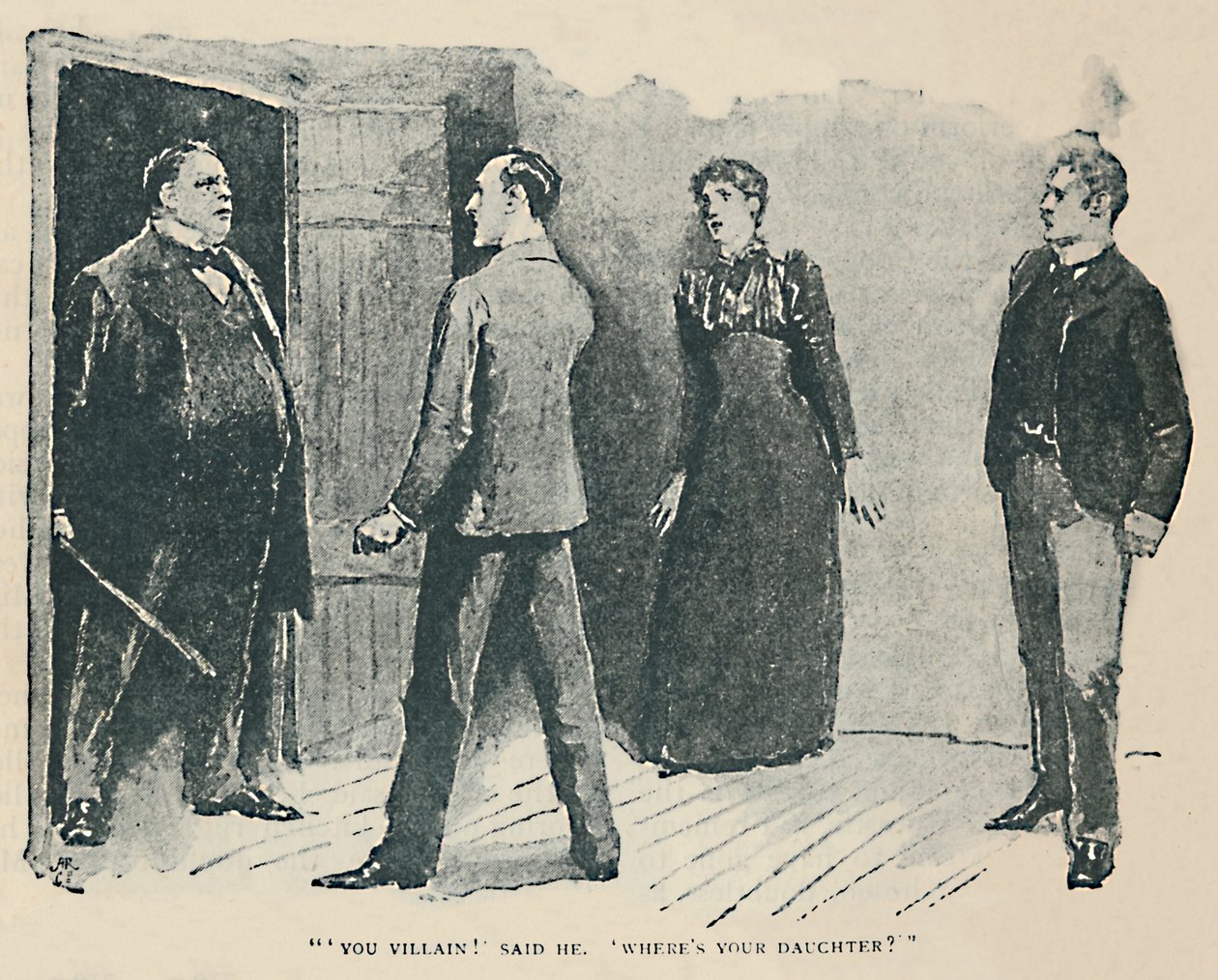 Du skurk! Sa han. Hvor er min datter, 1892 av Sidney Paget