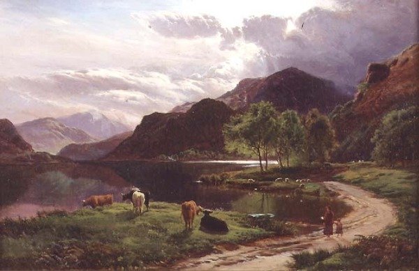 Kveld (olje på lerret) av Sidney Richard Percy
