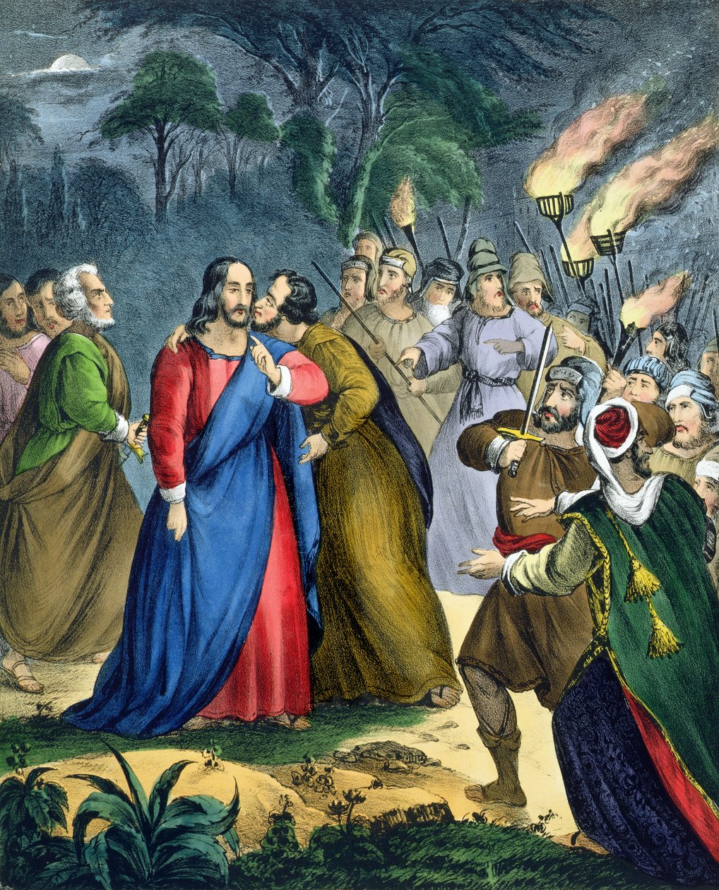 Judas forråder sin mester, fra en bibel trykt av Edward Gover, 1870-tallet av Siegfried Detler Bendixen