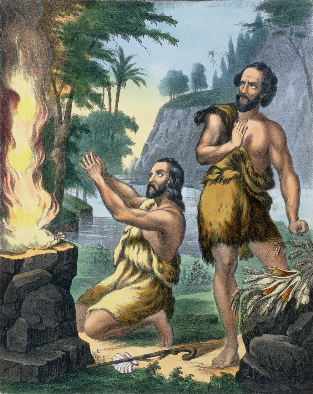The Sacrifice of Kain and Abel, fra en bibel trykt av Edward Gover, 1870-tallet av Siegfried Detler Bendixen