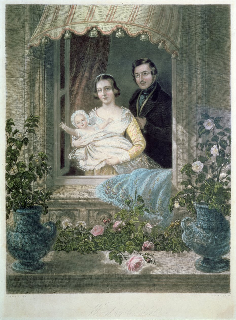 Dronning Victoria, prins Albert og baby på Windsor Castle av Siegfried Detler Bendixen
