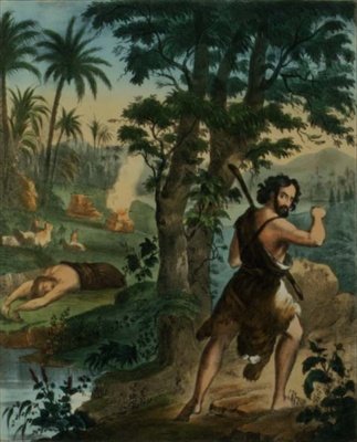 Mordet på Abel, fra en bibel trykt av Edward Gover av Siegfried Detler Bendixen