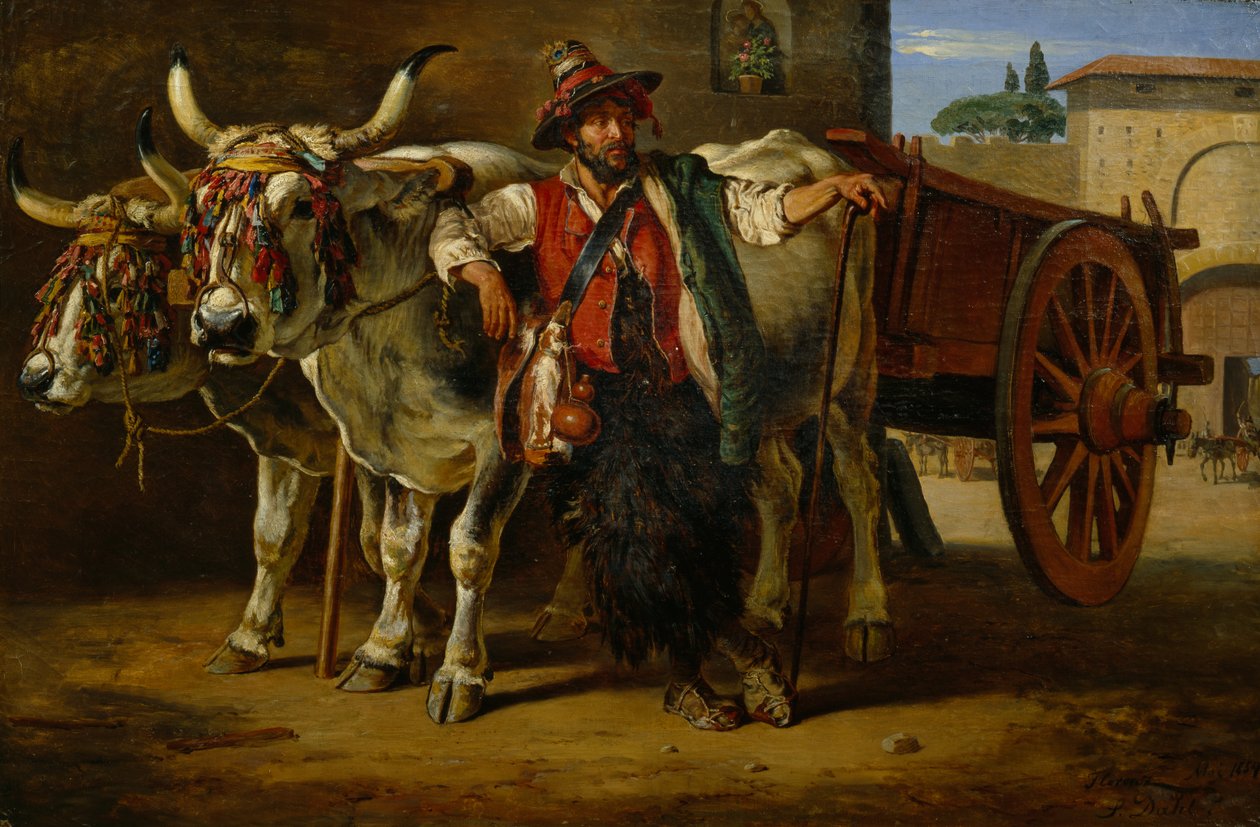 Mann med oksevogn, Firenze av Siegwald Johannes Dahl