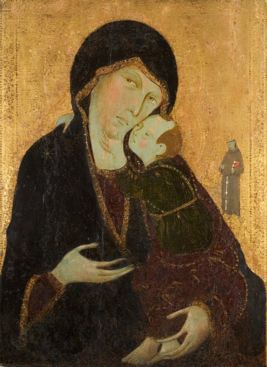 Madonna og barn med St. Francis, ca. 1285 (tempera på panel) av Sienese School