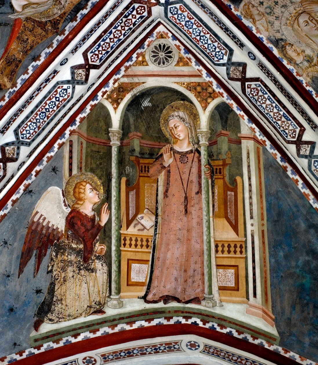 Bebudelsesfresken av Jomfrukapellet laget av skolen i Siena på 1300-tallet - klosteret St. Benedetto (Sacro Speco), Subiaco (Roma), Italia av Sienese School