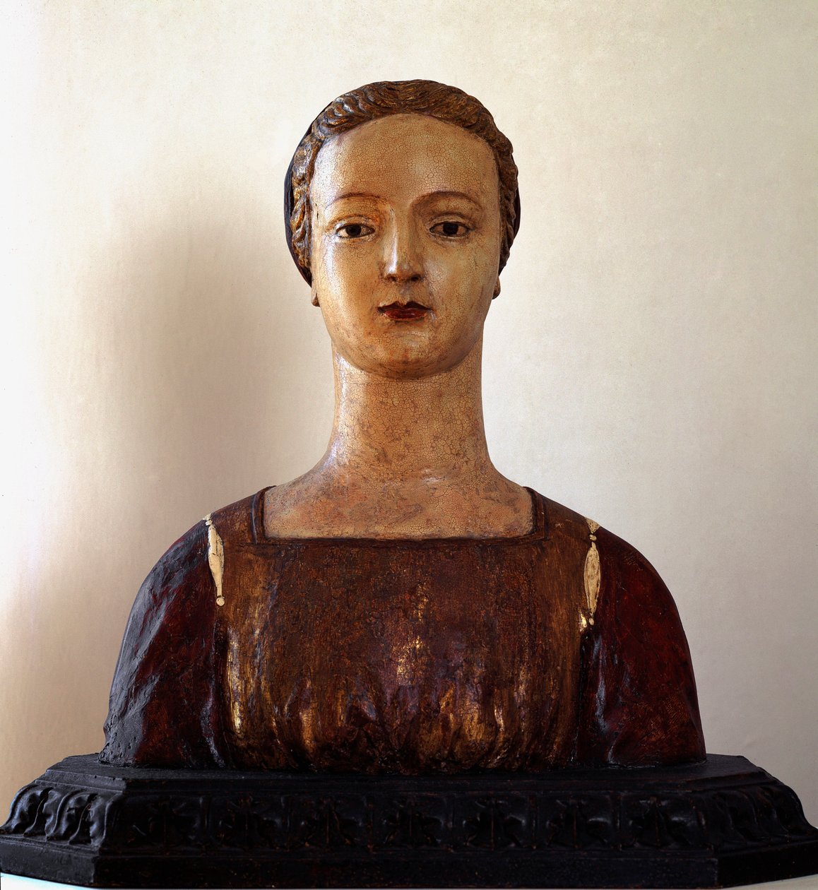 Ung dame (polykrom treskulptur av Sienese School