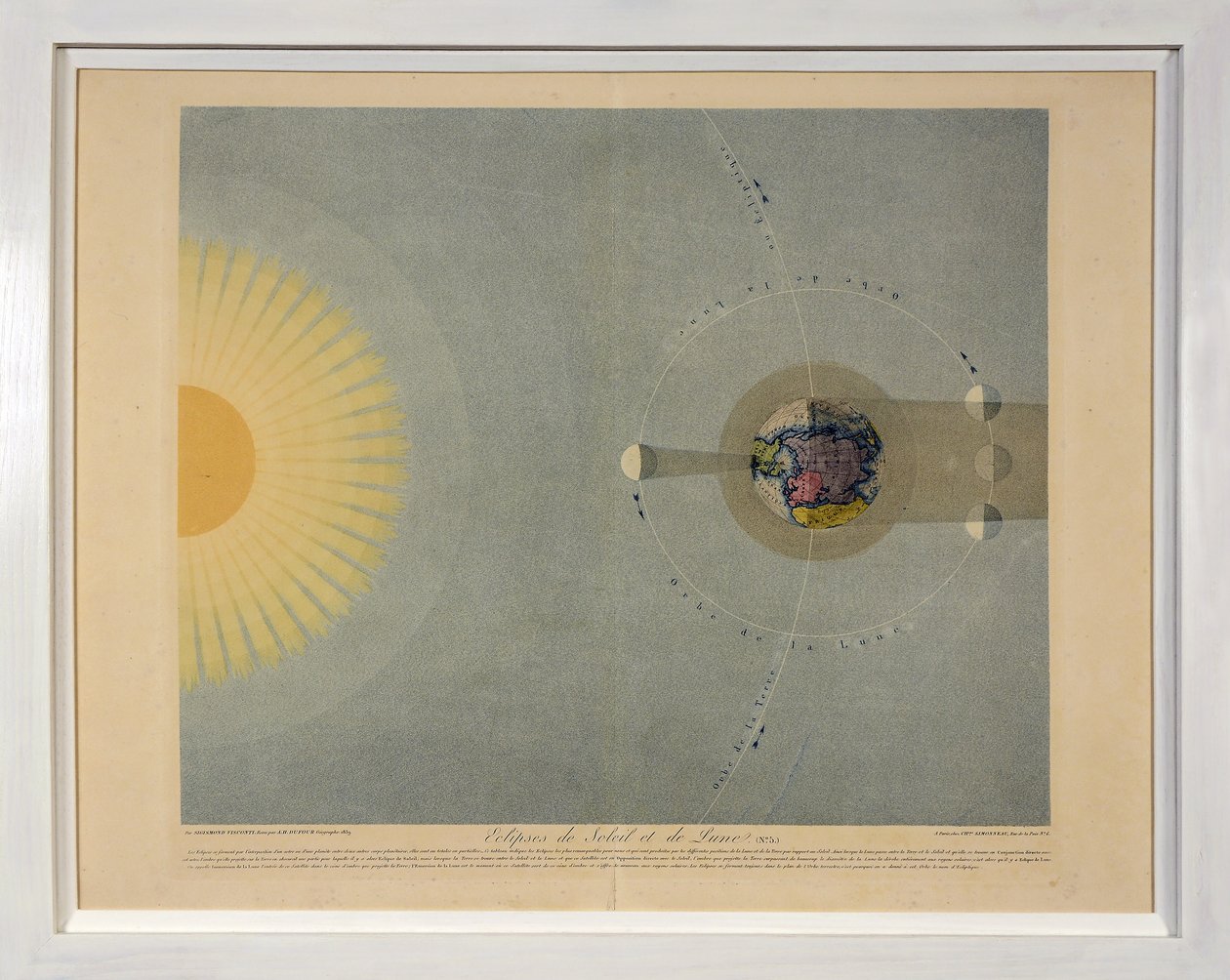Eclipses of the Sun and the Moon (nr. 5), fra Tableaux du Systeme Planetaire, pub. Paris, 1839 (stippgravering) av Sigismond Visconti