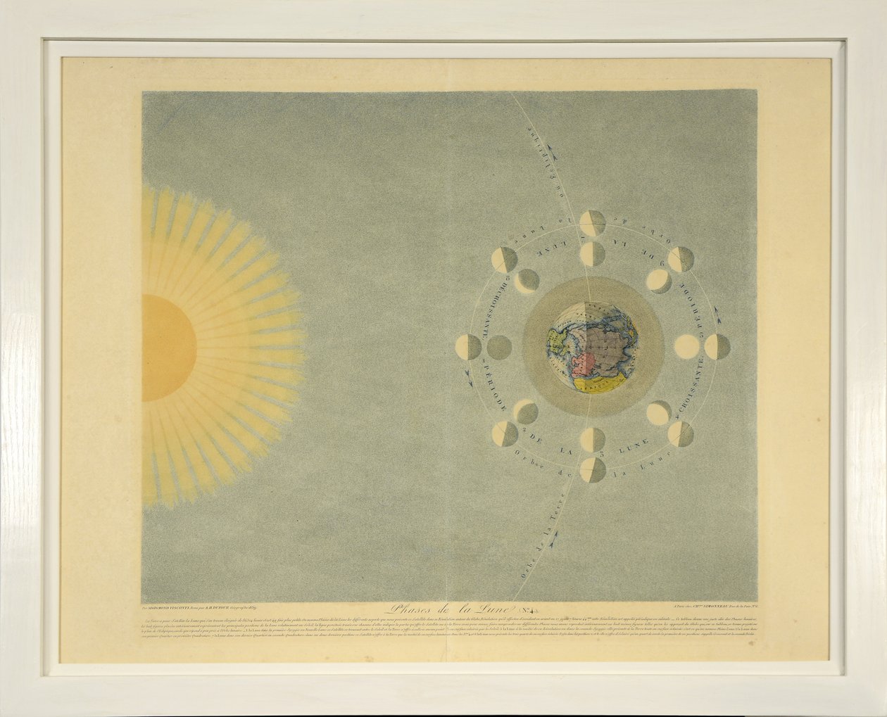 Phases of the Moon (nr. 4), fra Tableaux du Systeme Planetaire, pub. Paris, 1839 (stippgravering) av Sigismond Visconti