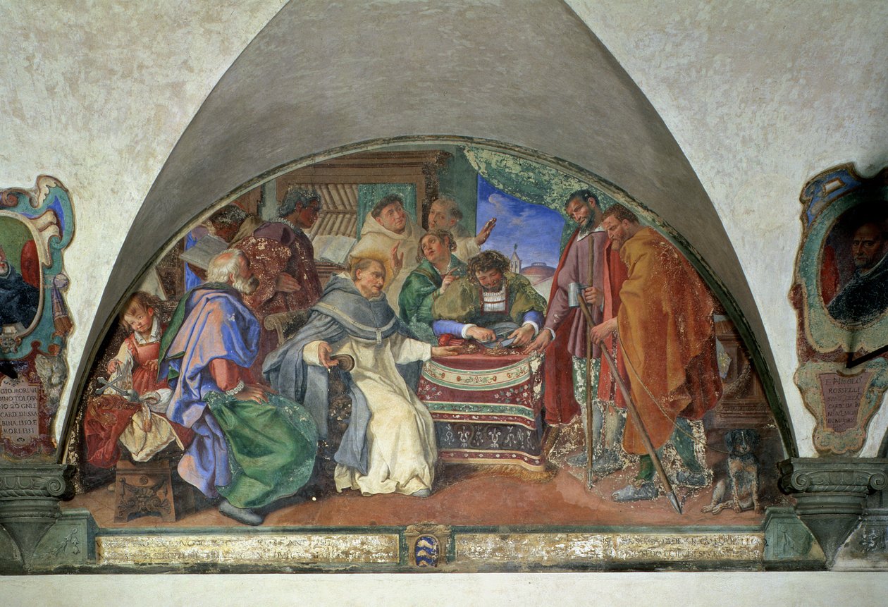 St. Antoninus driver bort to falske tiggere, lunette, 1613 av Sigismondo Coccapani