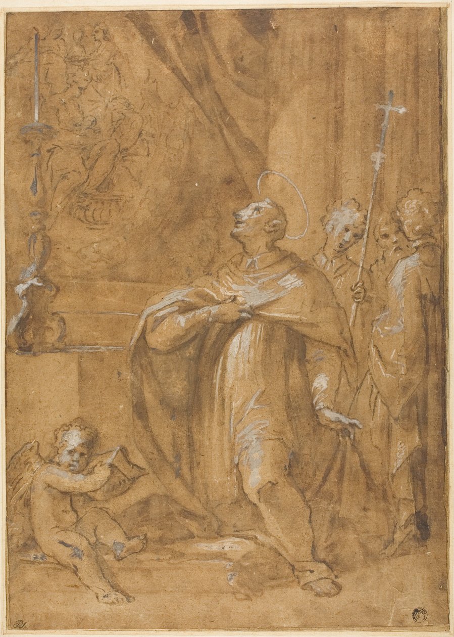 San Carlo Borromeo elsker et bilde av Jomfruens fødsel av Sigismondo Caula