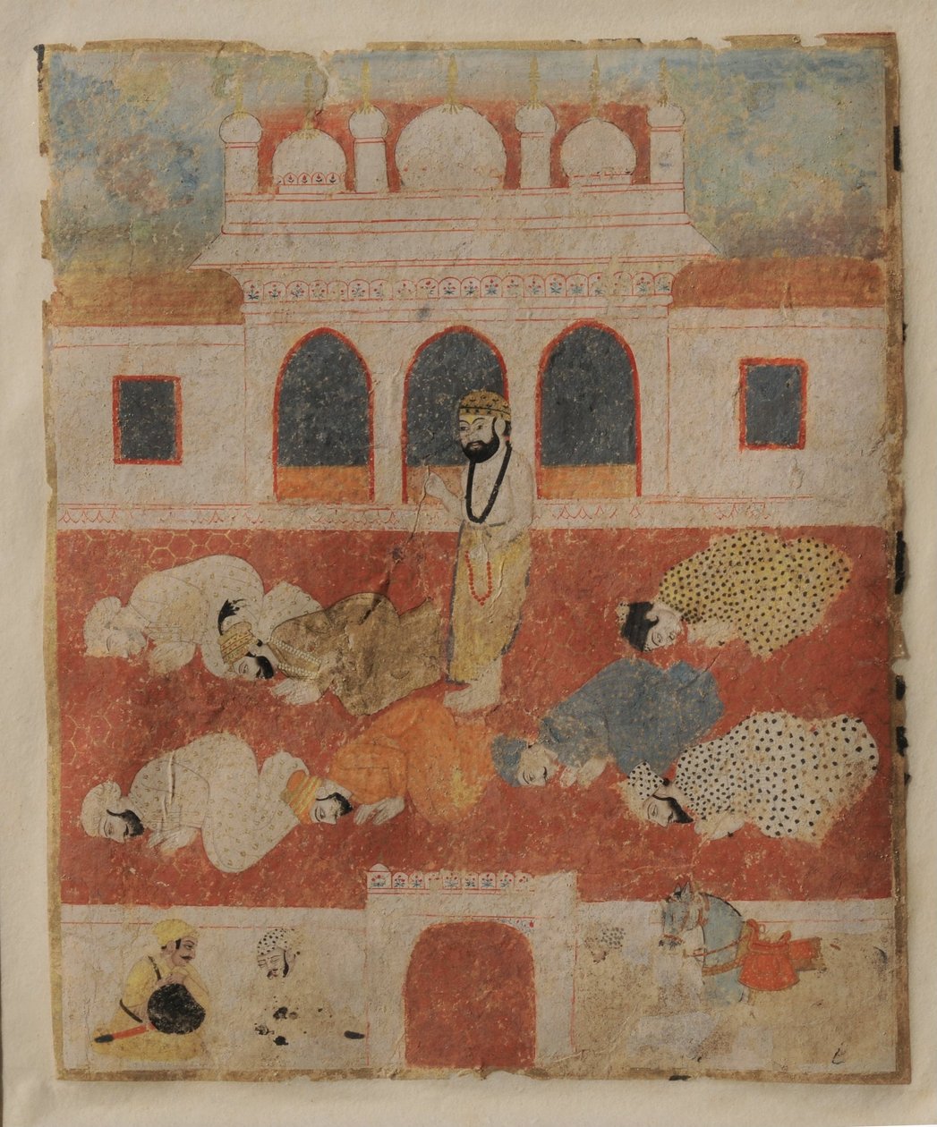 Guru Nanak Dev ji står midt blant hengivne av Sikh School