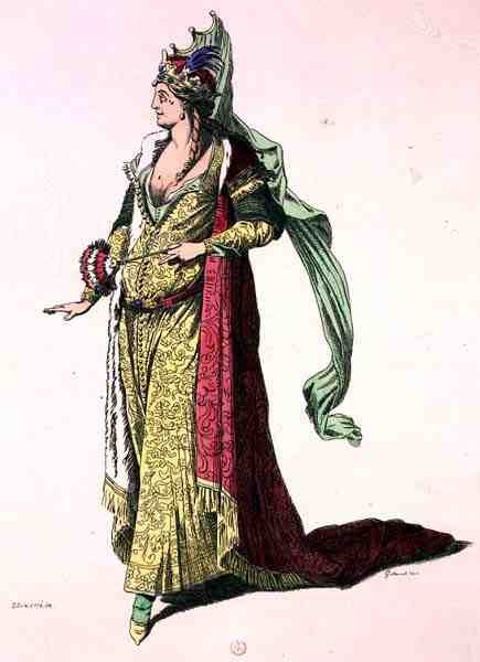 Teaterkostyme, faksimile av A. Guillaumot Fils (fargegravering) av Silvestre (after)
